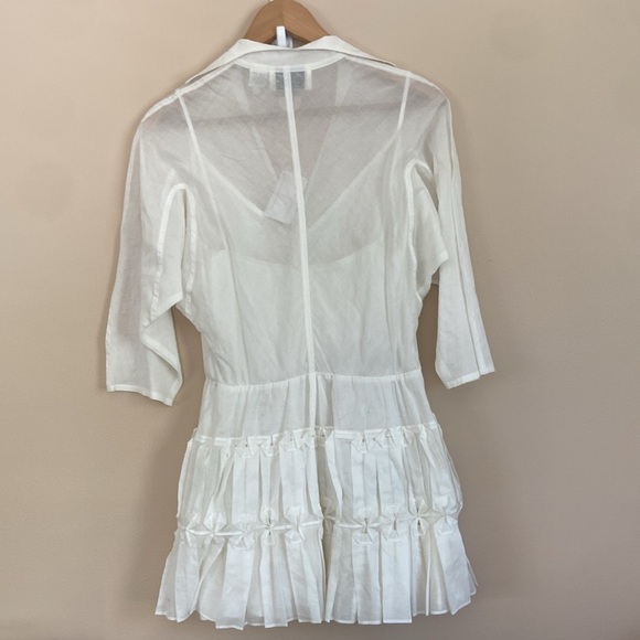 Byron Lars White Button-Front Ruffle Hem Blouse Tunic - Picture 7 of 12